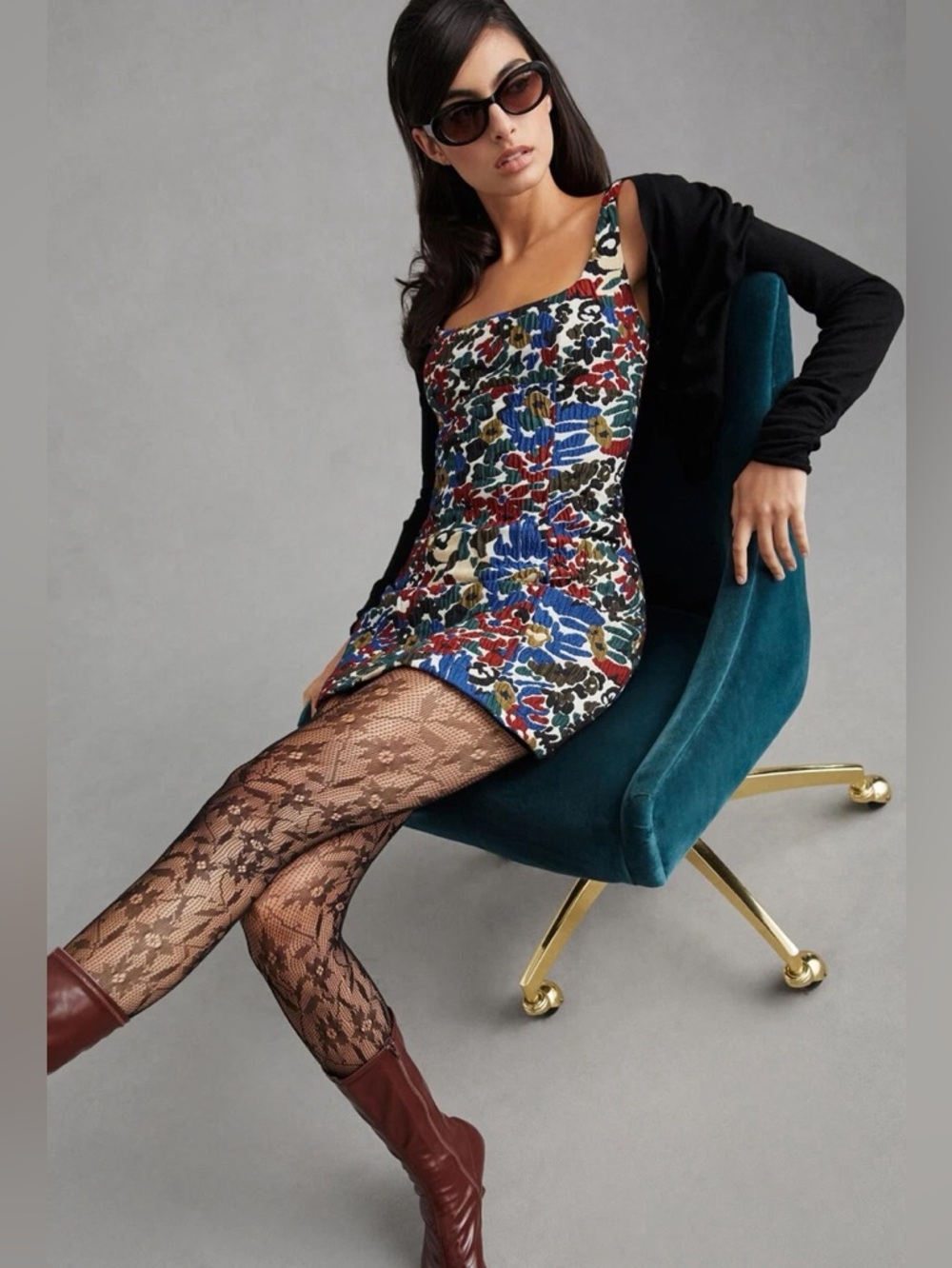 Maeve Square Neck Floral Mini Dress